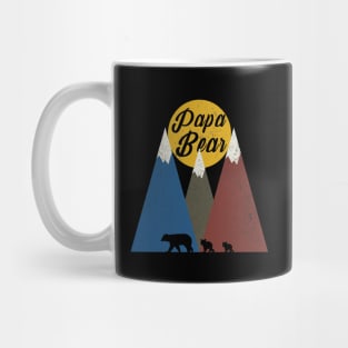 Papa Bear Two Cubs Walking in Mountains Mug